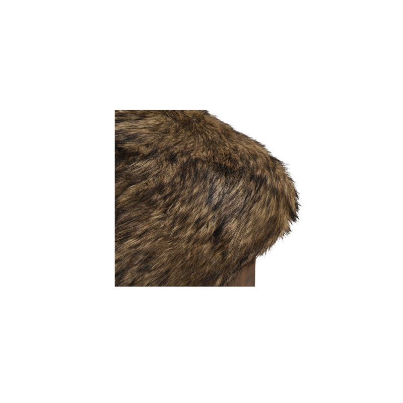 Serge Ottoman Brown Faux Fur, Brown