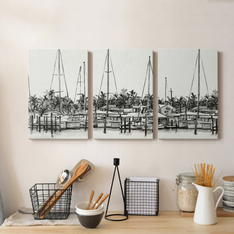 Neutral Tropics I - Ensemble de 3 toiles tendues, H 60 po x l 120 po x P 1 po