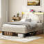 Luxurious Platform Bed Frame With Upholstered Headboard And Wooden Slats Support, Offering Unparalleled Comfort And Style.-49475886