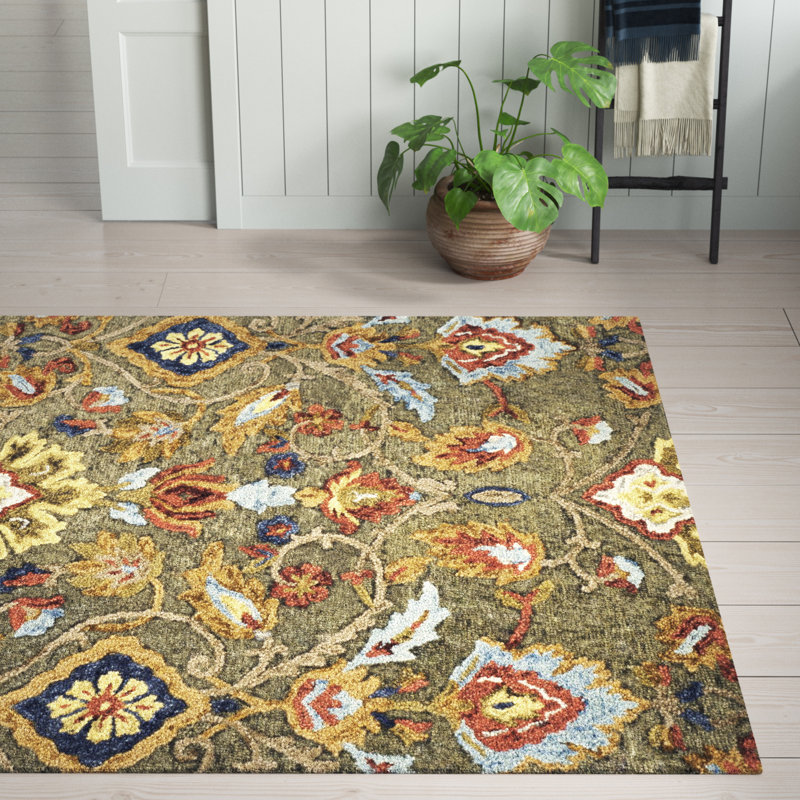 Tansy Wool Floral Indoor Rug, Rectangle 2'3" x 4'