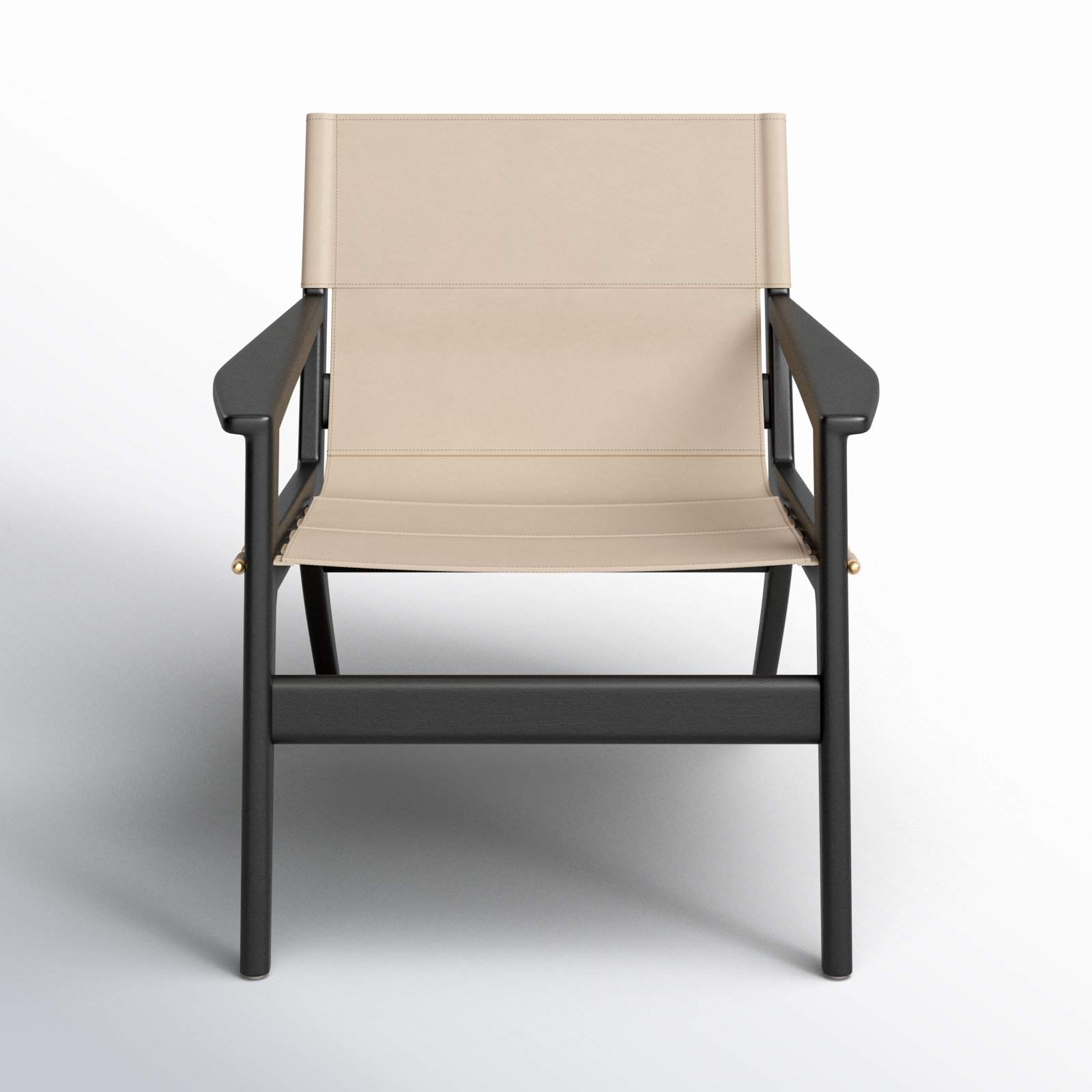 Tesso Genuine Leather Armchair, White Genuine Leather, Black