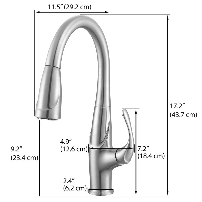 Brushed Nickel Pull-Down Kitchen Faucet with Single Handle