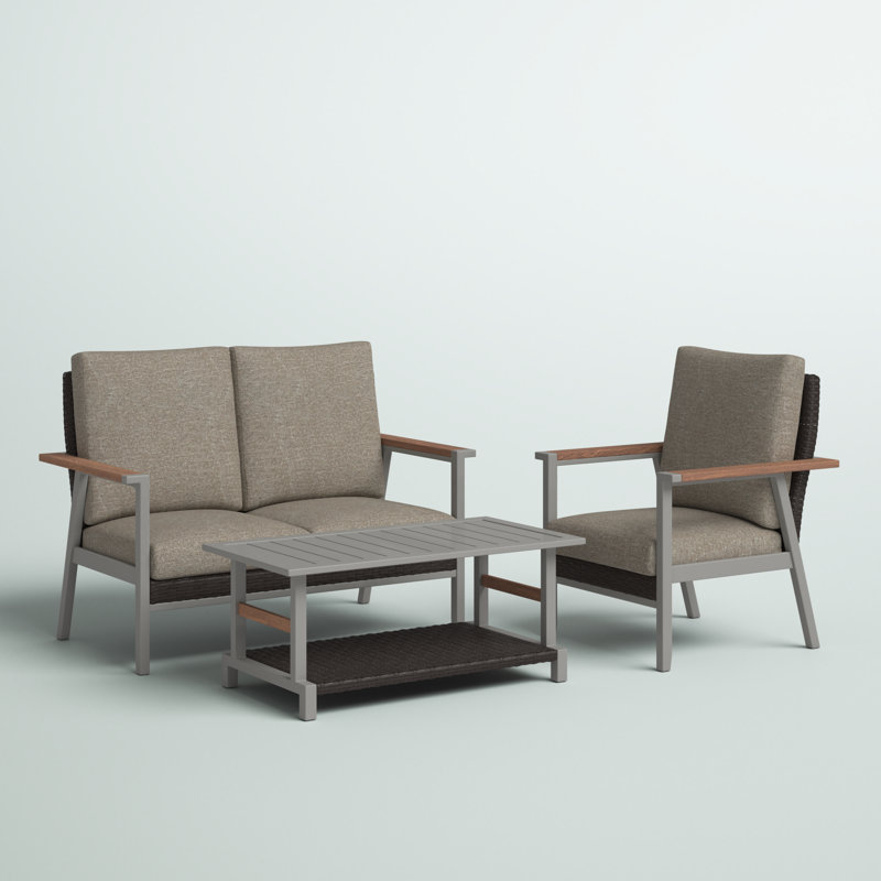 Bertolde 3 - Person Patio Conversation Set with Cushions