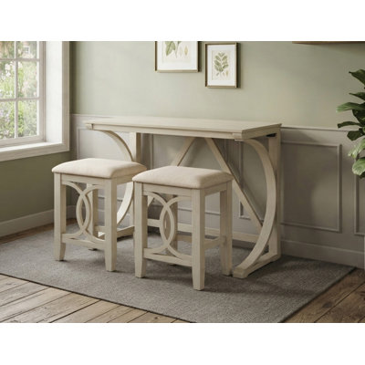 Opaline 3 Pieces Counter Height Set with USB Charger (Antique White) 