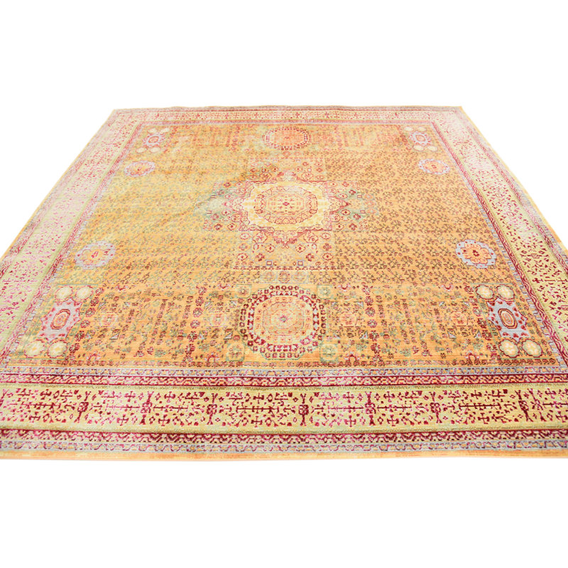 Tapis beige / jaune Glasser, Carré 8 pi