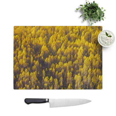 Glass Golden Forest in Abstract Chopping Board