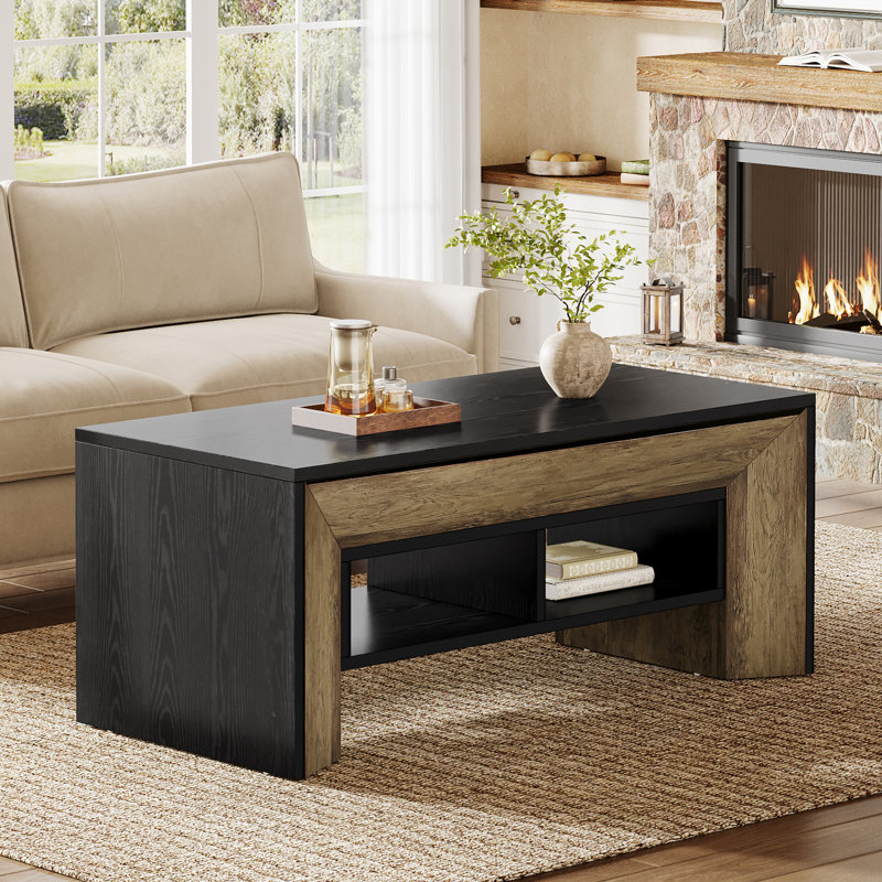 Rectangular Coffee Table with 2-Tier Storage