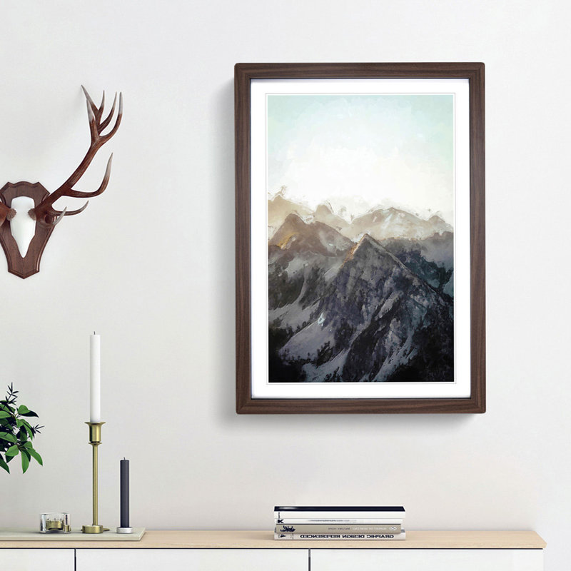 Mountain Range in Abstract - Picture Frame Graphic Art Print, 87cm H x 62cm W x 2cm D, Walnut Framed