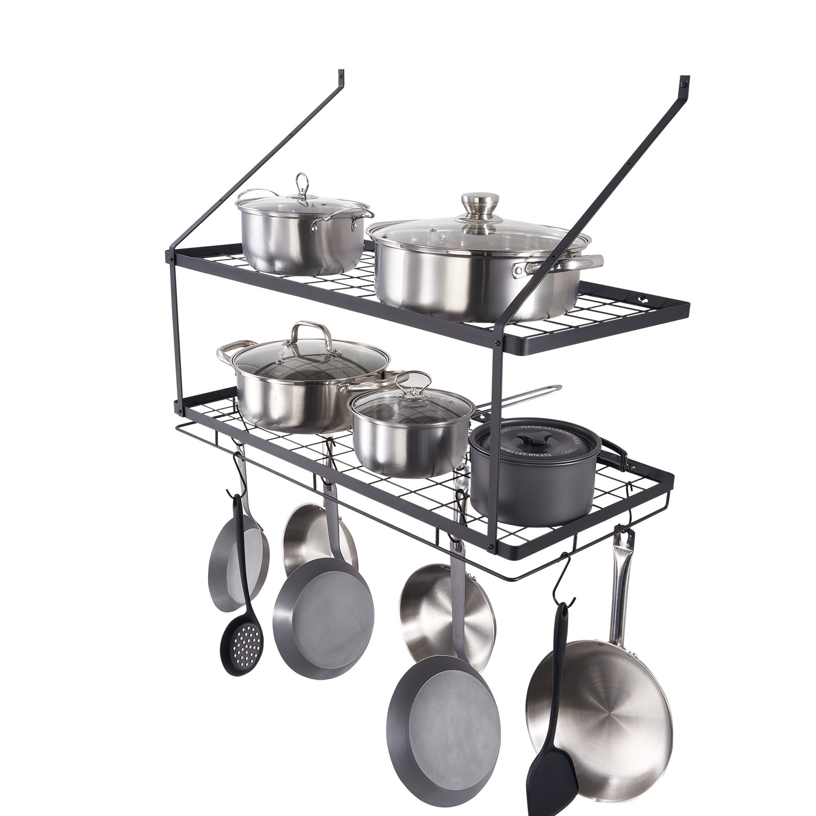 Prep & Savour Steel Rectangle Wall Mounted Pot Rack | Wayfair