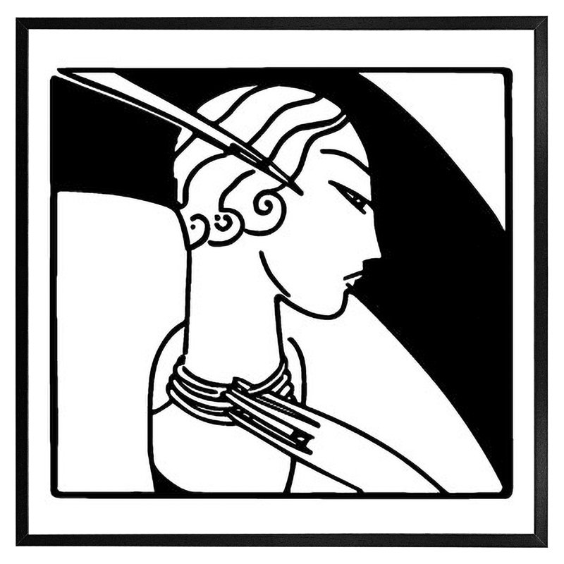 Mercerville Art Deco Woman - Single Picture Frame Print, 41cm H x 41cm W x 4cm D, Black Framed