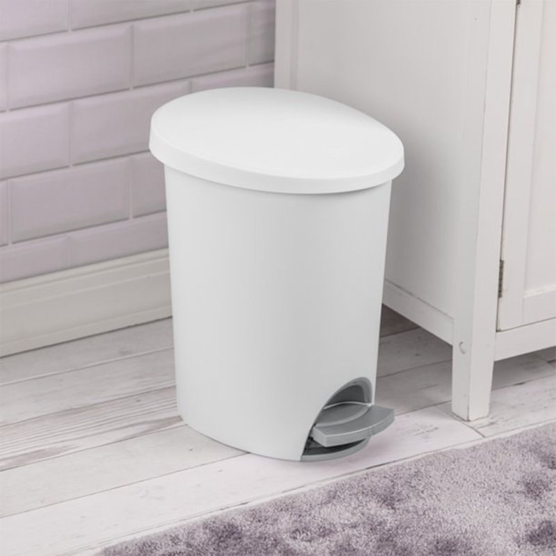 Sterilite 10818002 2.6 Gallon Ultra StepOn Wastebasket with Lid and Base, 8 Pack