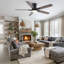 52" Mordern Farmhouse Matte Black Flush Mount Low Profile Ceiling Fan With Light And Remote Control Reversible Quiet Motor-113956762-113956763