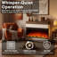 Foyer électrique panoramique 40 po blanc avec manteau de cheminée, foyer extra large, flamme 9 couleurs, mode flamme seulement, 1500 W-145160966-154788069
