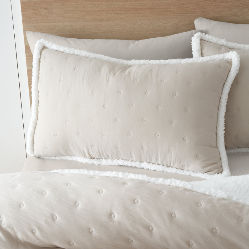 Cosy Nori Soft Sherpa Duvet Cover Set, Super King Duvet Cover + 2 Standard Pillowcases, Cream