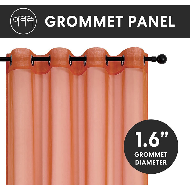  Paire de rideaux 2 pièces extra longs et légers avec œillets - Couleurs variées, Épice