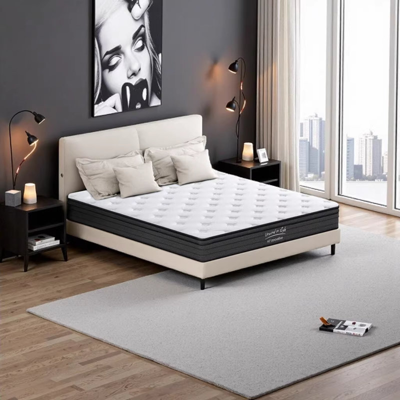 Queen Size 10 Inch Hybrid Mattress with Individually Pocketed Innerspring, Medium Firm Support for Restful Sleep, Queen, 10"
