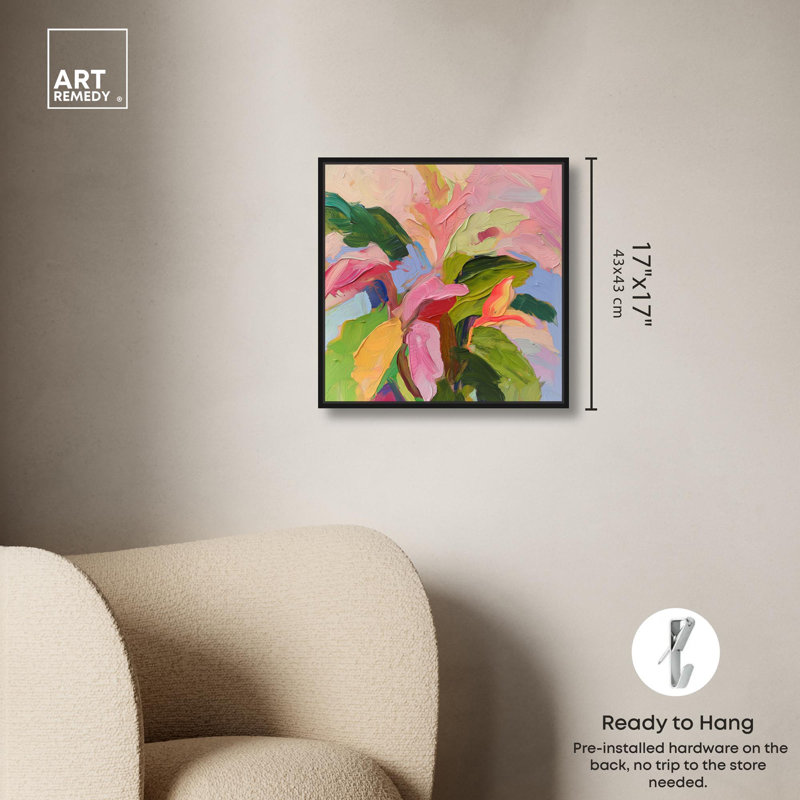 Art Remedy, art tropical brillant sur toile, H 17 po x l 17 po, Cadre flottant noir