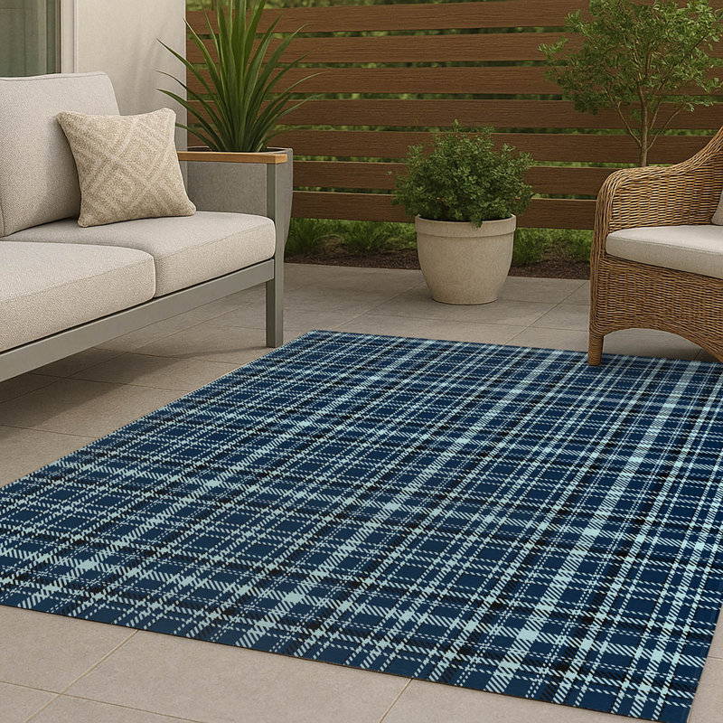 Rocky Tartan Non-Slip Outdoor Rug, Rectangle 3' x 5'