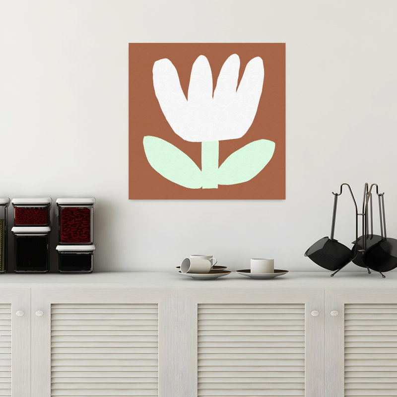 Art contemporain, art floral rétro, H 18 po x l 18 po
