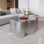 Table basse de luxe en acier inoxydable de 39,4 po - Table de centre moderne en forme de couronne pour le salon, gris