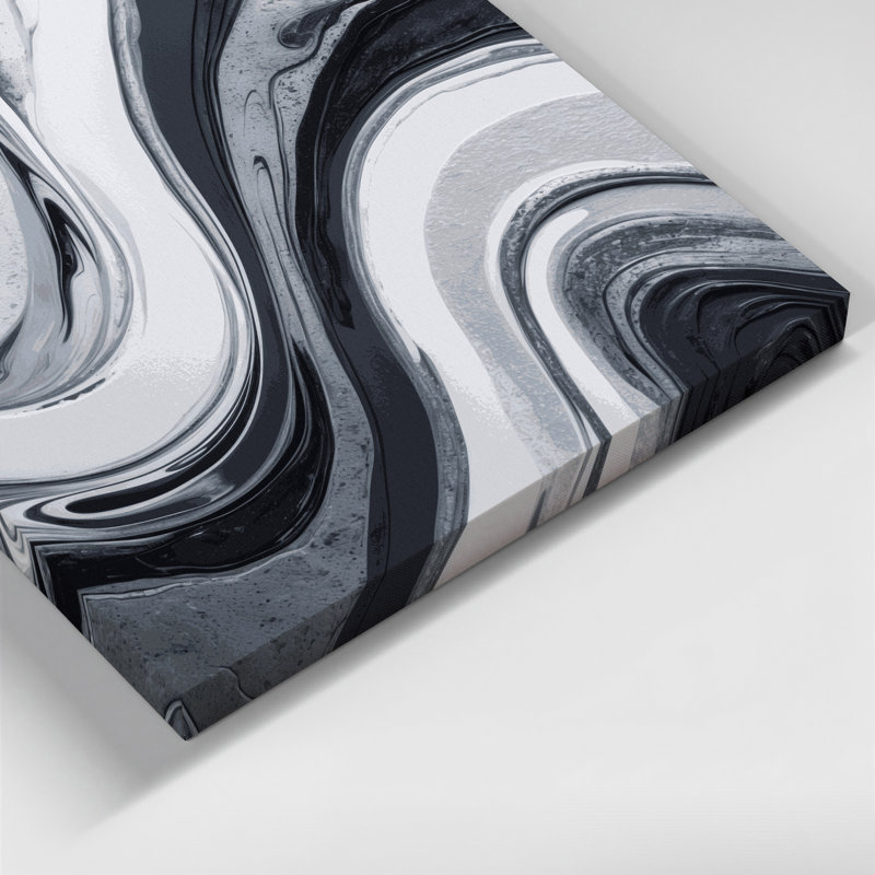 Abstrait art fluide sur toile gris 87, H 8 po x l 8 po