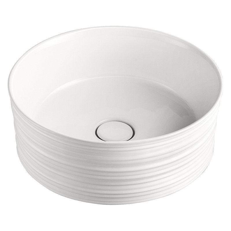 Lavabo de salle de bain vasque circulaire en céramique blanche avec robinet