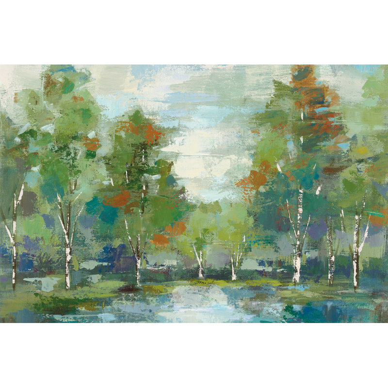 Forêt à l'aube turquoise, H 20 po x l 30 po