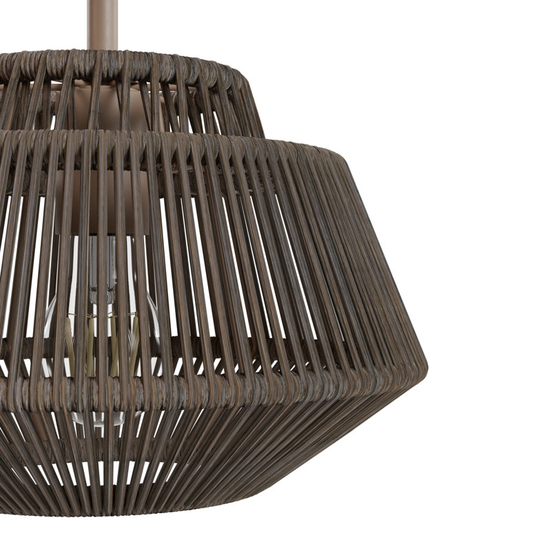 Sable Rattan Mini Pendant Light with Glass Shade