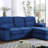 Velvet Fabric Reversible Sleeper Sectional Sofa Chaise-824778815