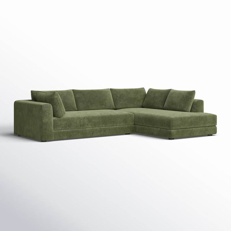 Quincey Upholstered Chaise L-Sectional, Right Hand Facing, Sagano Green Fabric
