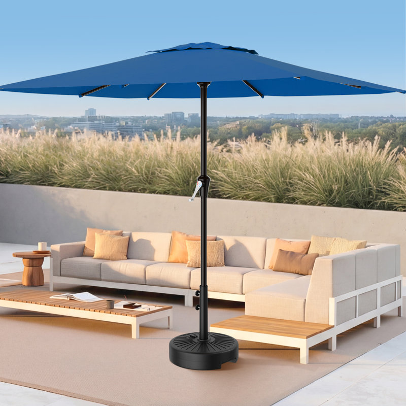 Parasol de patio rectangulaire 8 x 10 pi - UPF 50+, parasol d'extérieur robuste, Bleu saphir