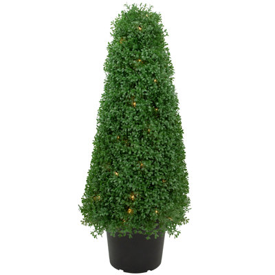 Arbre topiaire en cône artificiel 3 pi avec lumières rondes