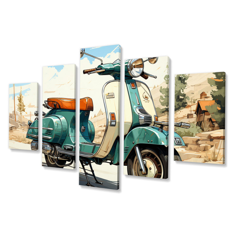 Green Retro II - Décoration murale transport - 5 panneaux