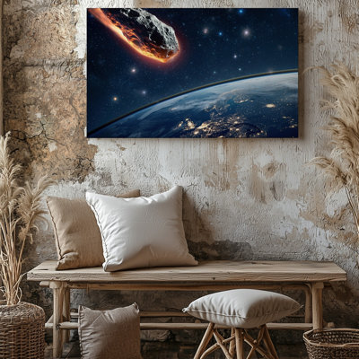 Toile, une scène cosmique à couper le souffle se déploie comme une comète vibrante, art mural à travers le vide expansif de l'espace avec sa tête lumineuse