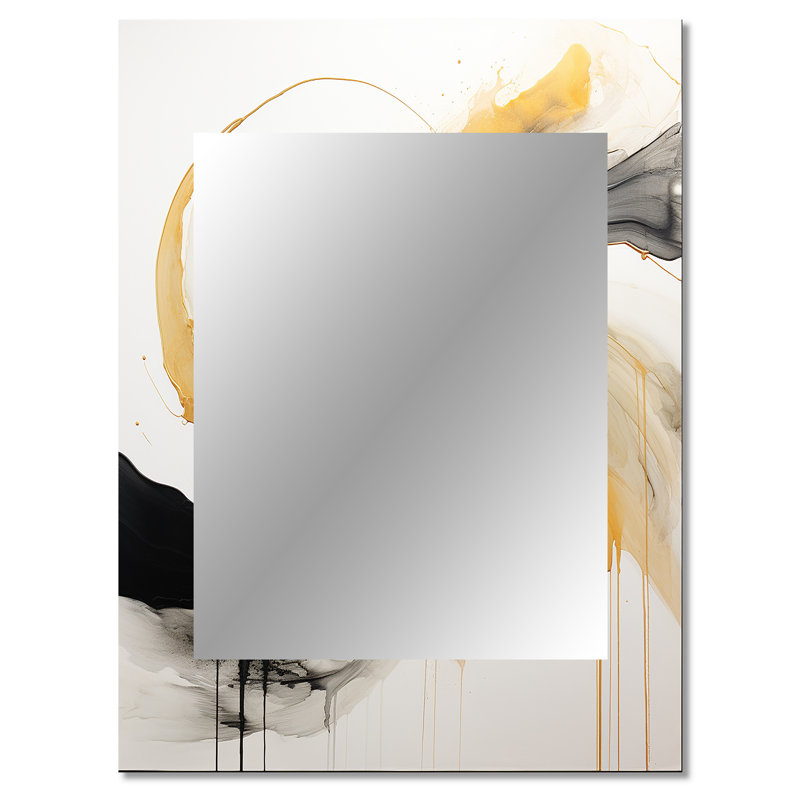 Immersion Dance Watercolor In Gold And Yellow - Abstract Painting Unique Mirror, Modern Large Wall Mirror, Printed Metal Art
