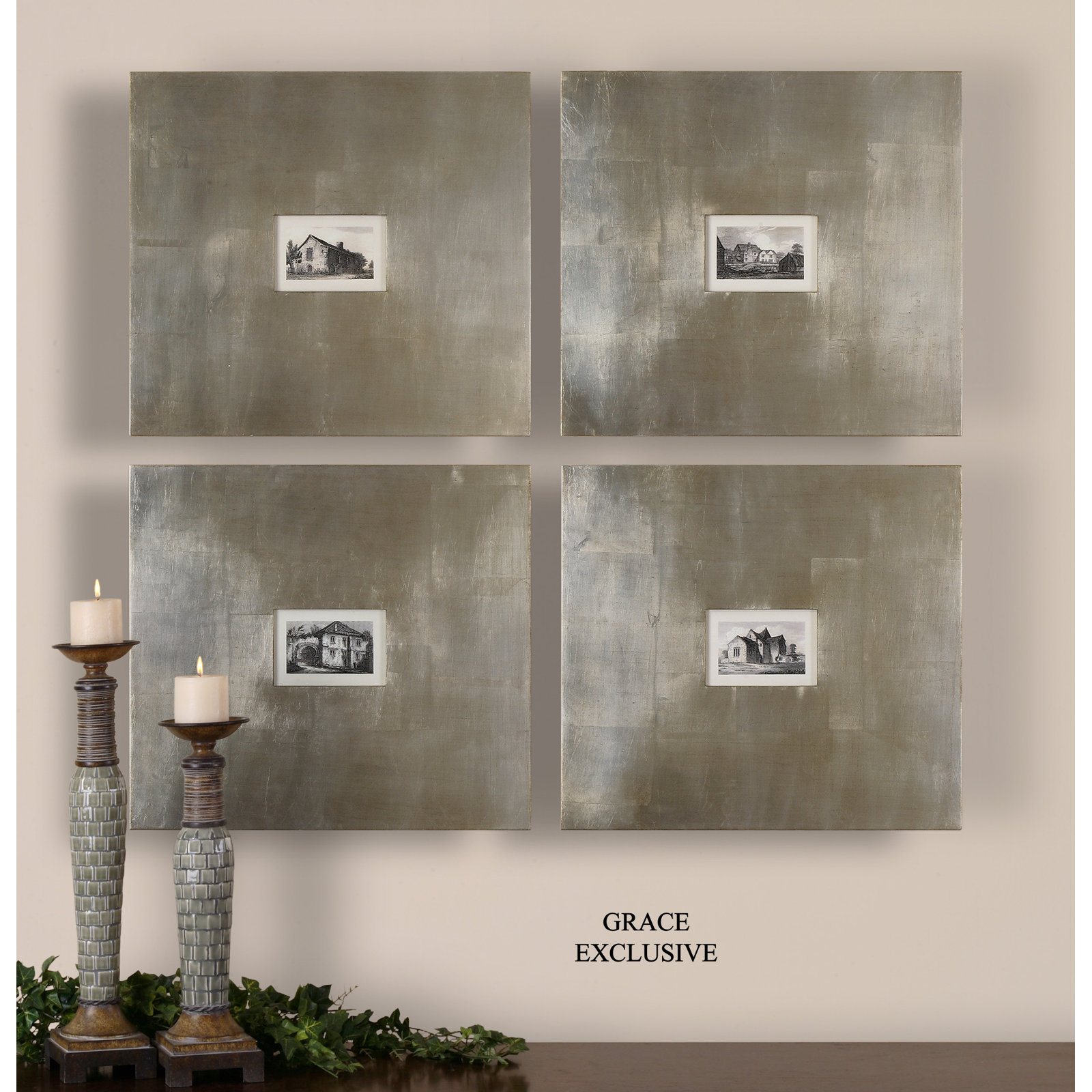 "Historical Buildings I, II, III and IV" by Grace Feyock Matted Framed Graphic Art 