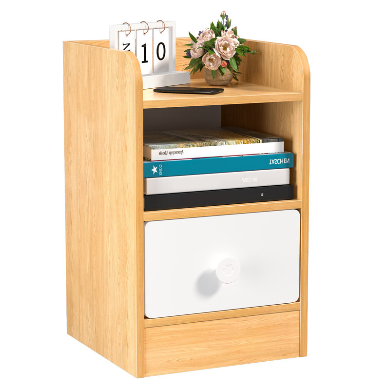 Bedside Table, Bedroom Nightstand, Rustic End Table with Drawer and Storage Shelf, Couch Table Wooden Bedside Table for Living Room