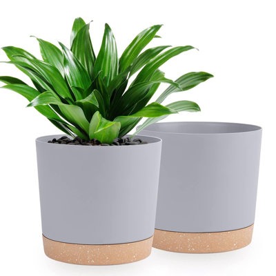 2 Pack Planters with Drainage Holes and Sauce
