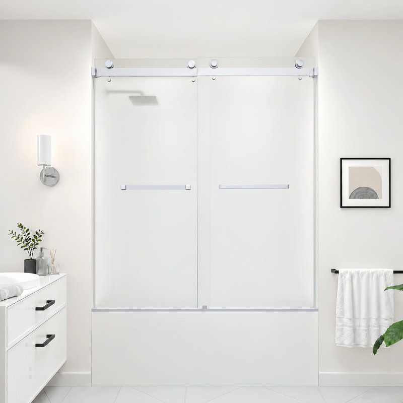Porte de douche coulissante double sans cadre CatalystAE 56 po - 60 po L x 66 po H avec verre dépoli de 3/8 po (10 mm)
