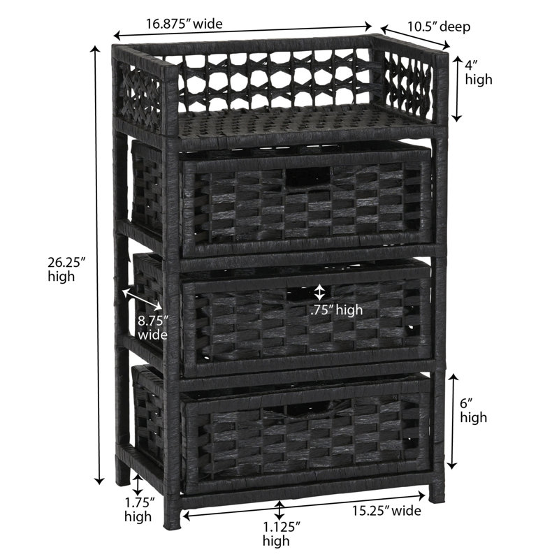 Commode de rangement 3 tiroirs Pollark, Noir