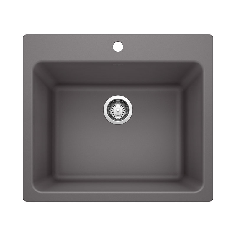 Liven SILGRANIT 25" Single Bowl Dual Mount Laundry Sink, Cinder