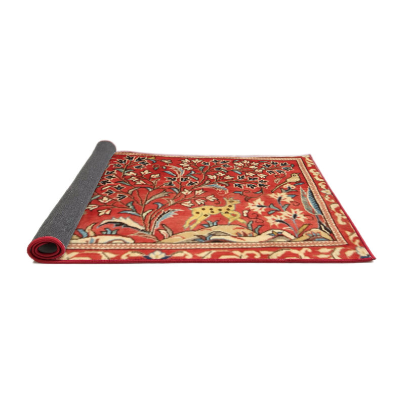 Tapis rouge/beige, Rond 6 pi