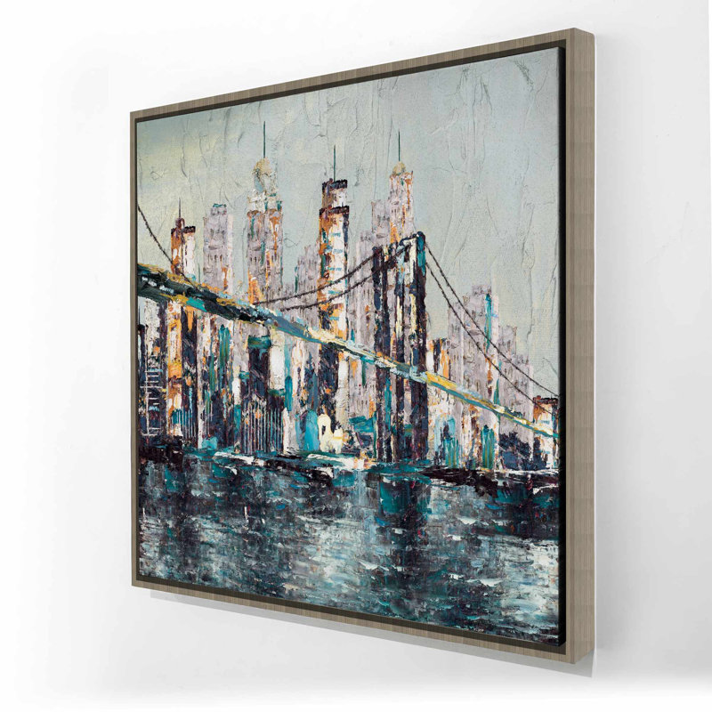 Abstract and Texturized Bridge - Contemporary Framed Canvas