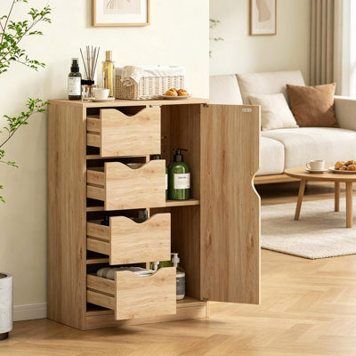 Armoire de rangement verticale compacte, armoire de plancher multi-compartiments, unité de rangement étroite, armoire d'appoint