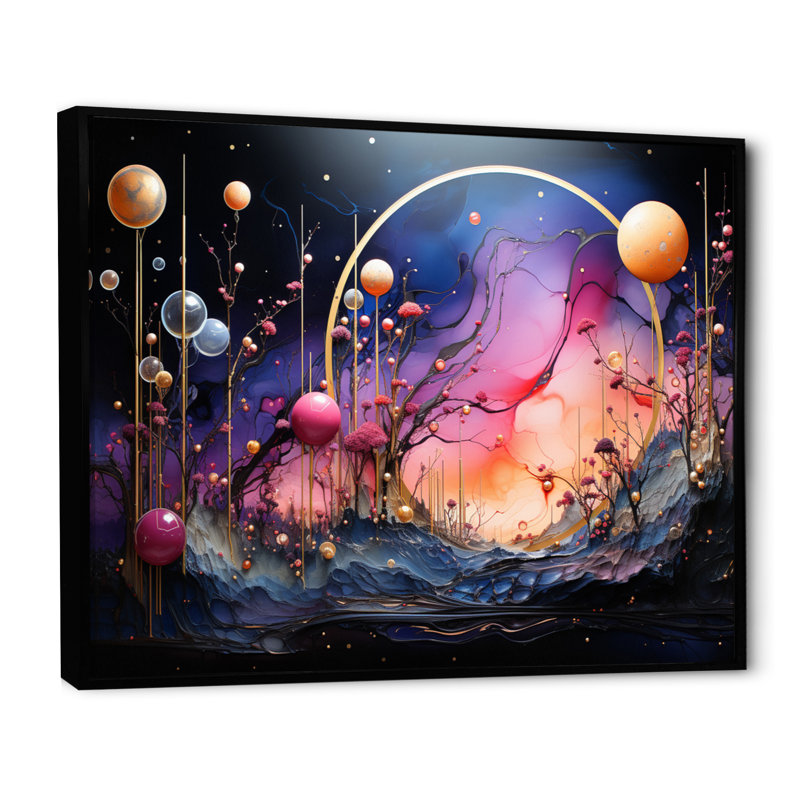 Cosmic Collage I - impression, H 30 po x l 40 po x P 1,5 po, Cadre flottant noir