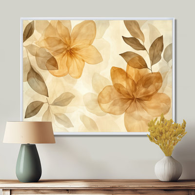 Caramel Botanical Fade II - art mural moderne brun