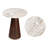 Kaito 18" Rustic Minimalist Round Marble/Wood Accent Table-438900809