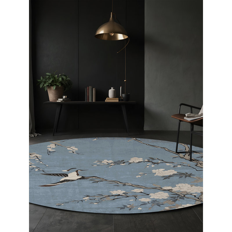 Tapis gris lavable à la machine, Rond 5 pi