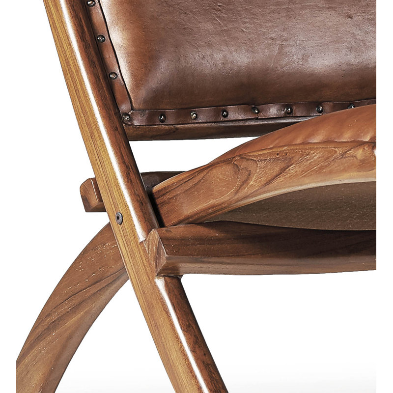 Leather Folding Low Armchair