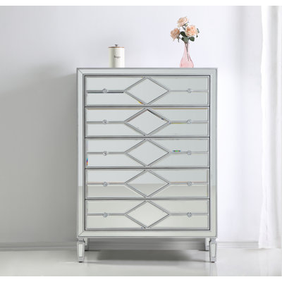 Bashaw 36" W 5-Drawer Mirrored Dresser